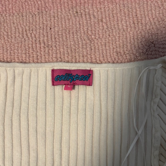 Edikted White Ribbed Crop Top - Picture 3 of 5